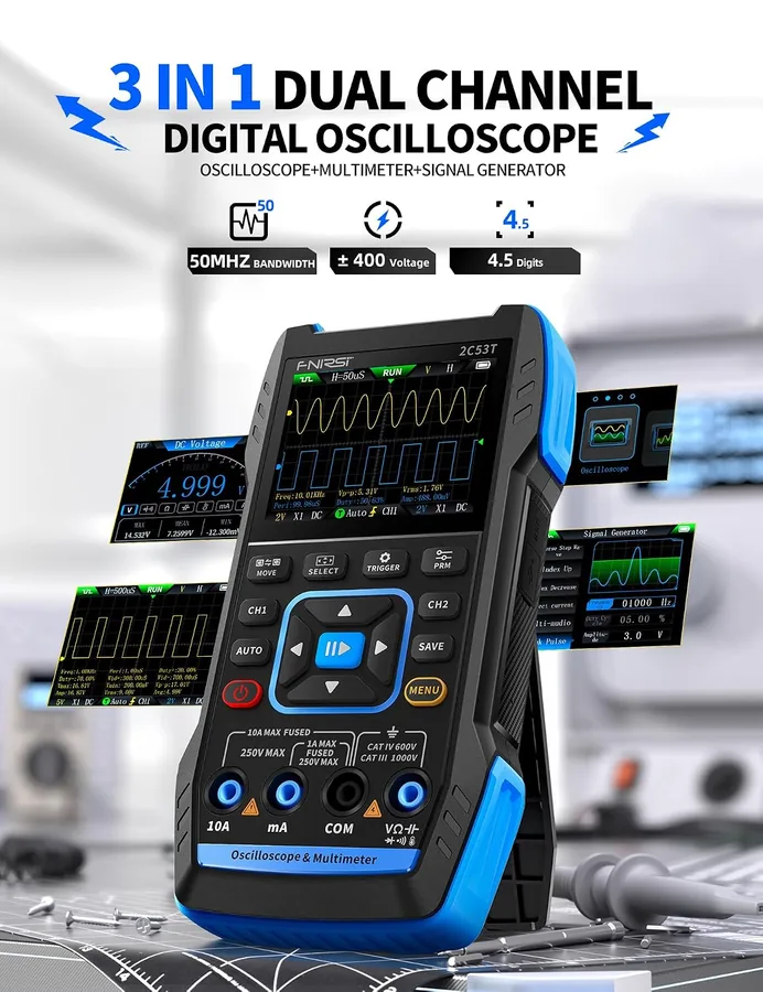 FNIRSI 2C53T 3-in-1 Handheld Oscilloscope & Multimeter