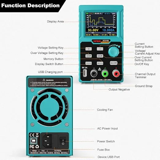 Kiprim DC310S Adjustable DC Bench Power Supply (30V / 10A)