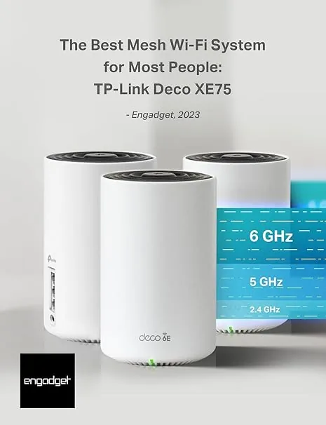 TP-Link Deco XE75 AXE5400 Tri-Band Wi-Fi 6E Mesh System (3-Pack)